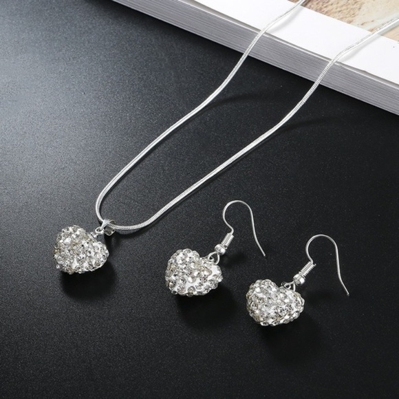 Jewelry - 925 Heart Necklace and Earrings Set